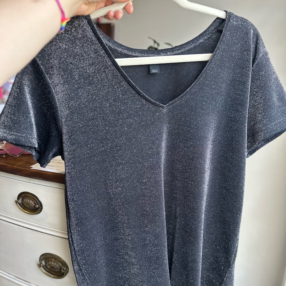 All Saints Black V-Neck Women's Top - Picture 2 of 5
